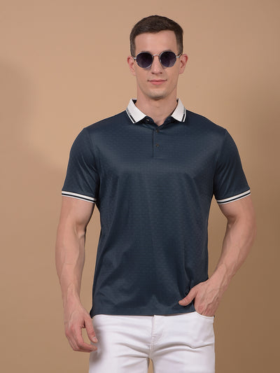 Green Printed Polo Neck T-Shirt-Men T-Shirts-Crimsoune Club