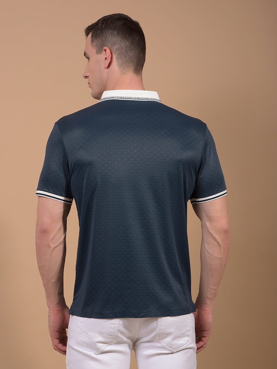 Green Printed Polo Neck T-Shirt-Men T-Shirts-Crimsoune Club