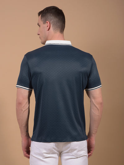 Green Printed Polo Neck T-Shirt-Men T-Shirts-Crimsoune Club