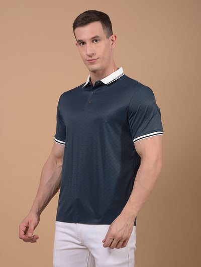 Green Printed Polo Neck T-Shirt-Men T-Shirts-Crimsoune Club