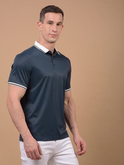Green Printed Polo Neck T-Shirt-Men T-Shirts-Crimsoune Club