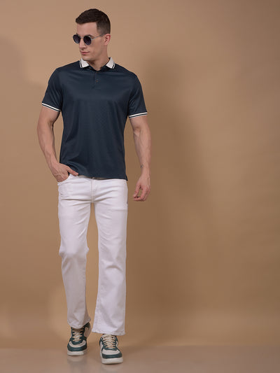 Green Printed Polo Neck T-Shirt-Men T-Shirts-Crimsoune Club
