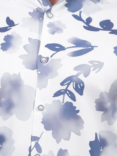 Purple Floral Print Knitted Shirt-Men Shirts-Crimsoune Club