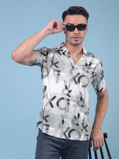 Blue Typographic Print Shirt-Men Shirts-Crimsoune Club