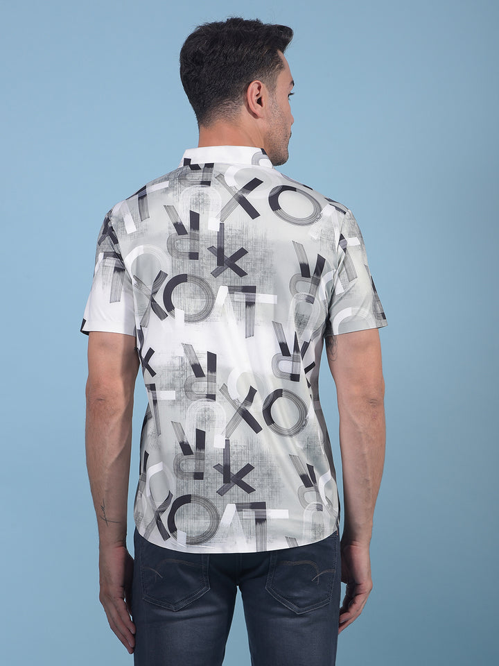 Blue Typographic Print Shirt-Men Shirts-Crimsoune Club
