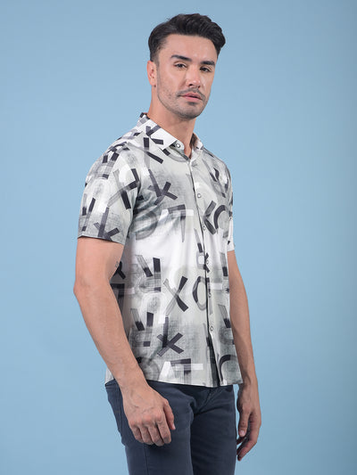 Blue Typographic Print Shirt-Men Shirts-Crimsoune Club