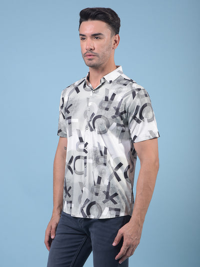 Blue Typographic Print Shirt-Men Shirts-Crimsoune Club