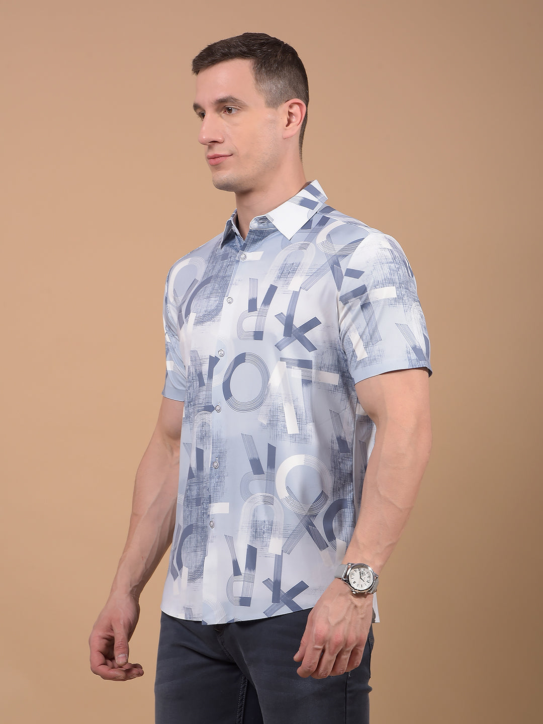Purple Typographic Print Shirt-Men Shirts-Crimsoune Club