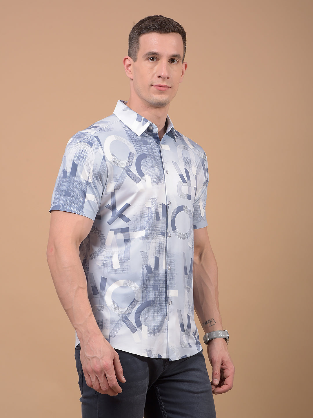 Purple Typographic Print Shirt-Men Shirts-Crimsoune Club