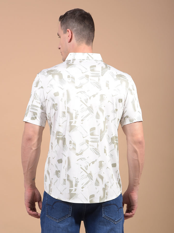Olive Printed Shirt-Men Shirts-Crimsoune Club