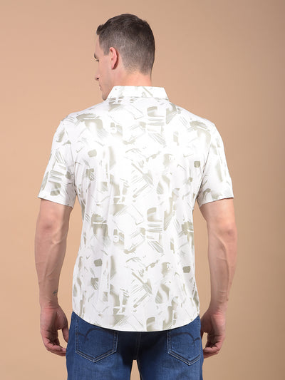 Olive Printed Shirt-Men Shirts-Crimsoune Club