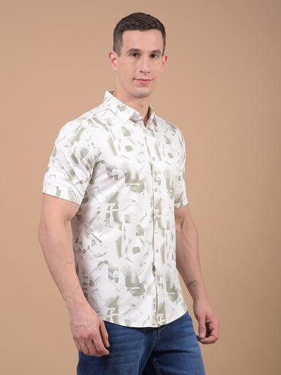 Olive Printed Shirt-Men Shirts-Crimsoune Club
