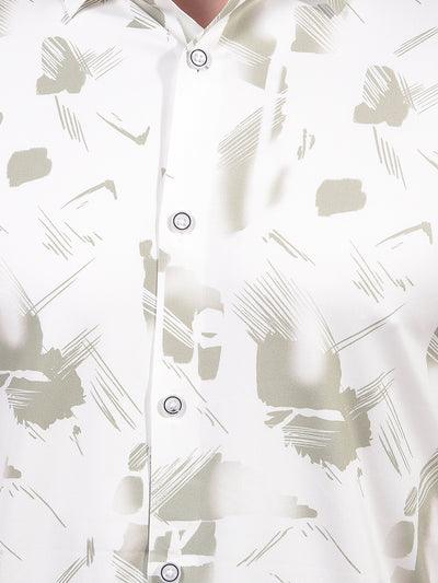 Olive Printed Shirt-Men Shirts-Crimsoune Club