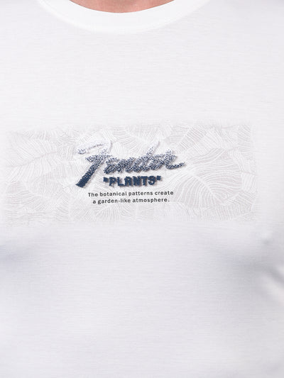 White Graphic Print T-Shirt-Men T-Shirts-Crimsoune Club