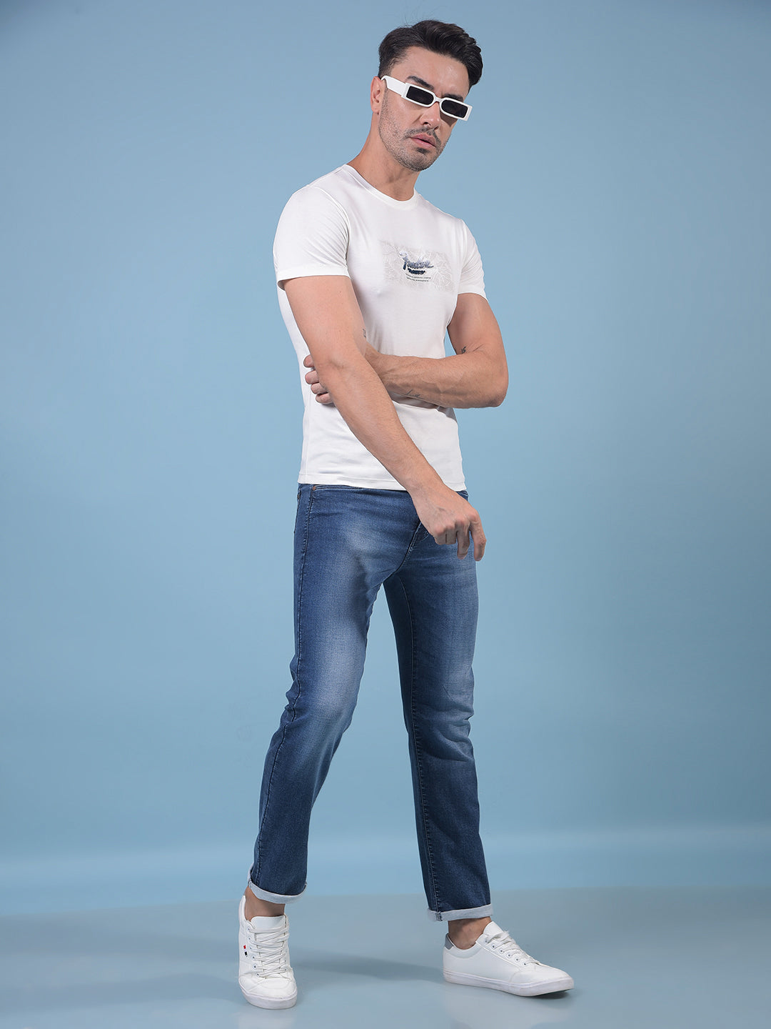 White Graphic Print T-Shirt-Men T-Shirts-Crimsoune Club