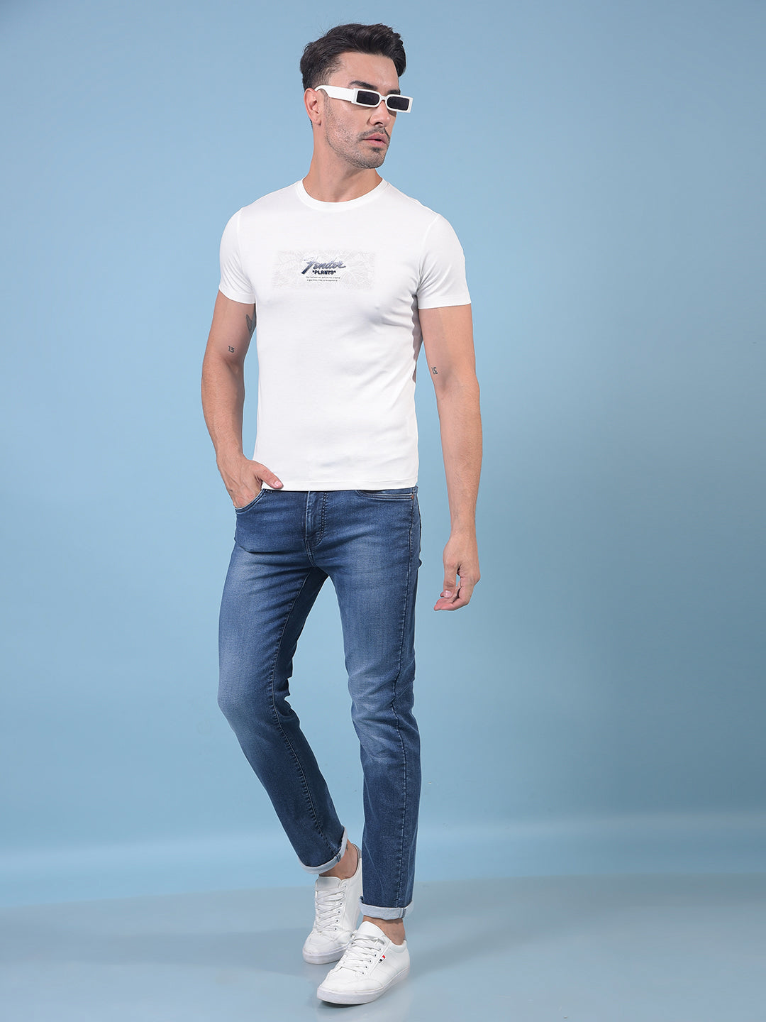 White Graphic Print T-Shirt-Men T-Shirts-Crimsoune Club