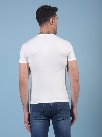 White Graphic Print T-Shirt-Men T-Shirts-Crimsoune Club