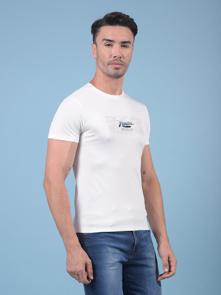 White Graphic Print T-Shirt-Men T-Shirts-Crimsoune Club