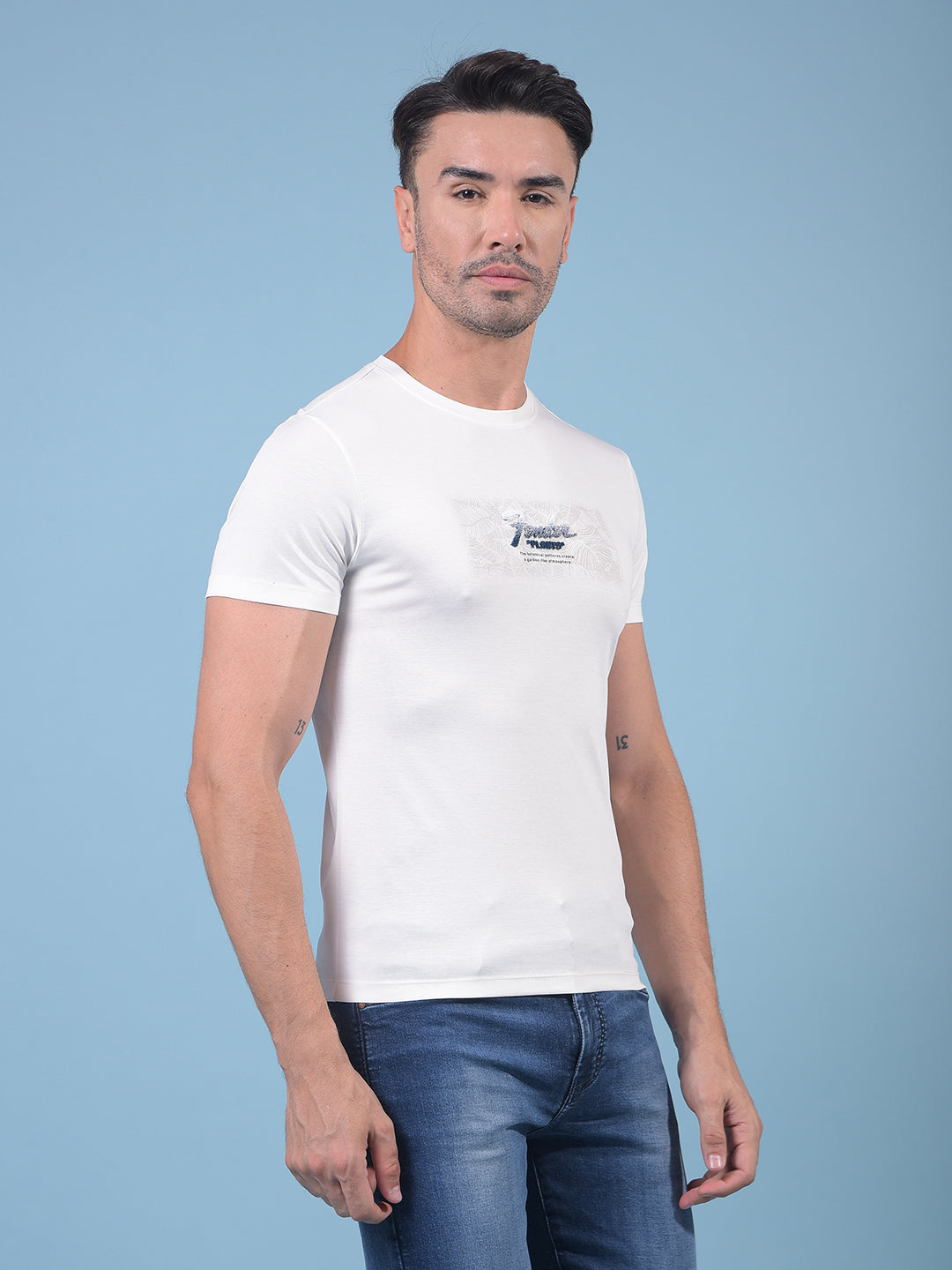 White Graphic Print T-Shirt-Men T-Shirts-Crimsoune Club