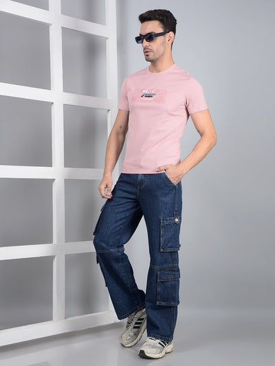 Pink Graphic Print T-Shirt-Men T-Shirts-Crimsoune Club