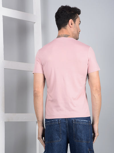 Pink Graphic Print T-Shirt-Men T-Shirts-Crimsoune Club