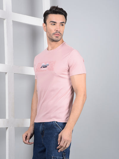 Pink Graphic Print T-Shirt-Men T-Shirts-Crimsoune Club