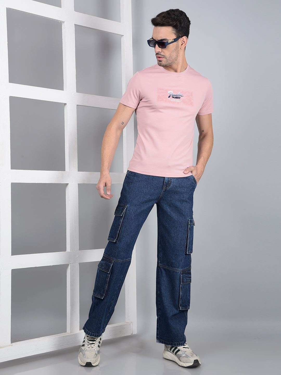 Pink Graphic Print T-Shirt-Men T-Shirts-Crimsoune Club