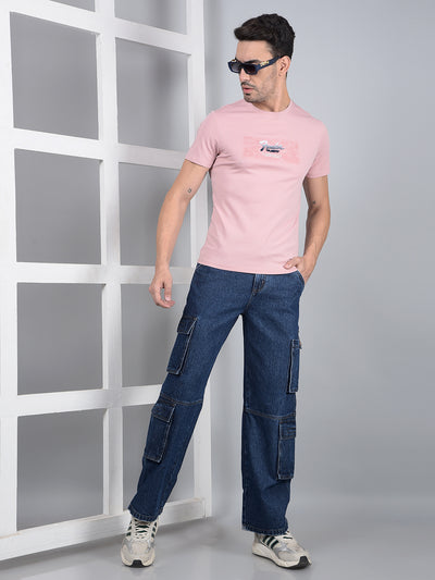 Pink Graphic Print T-Shirt-Men T-Shirts-Crimsoune Club