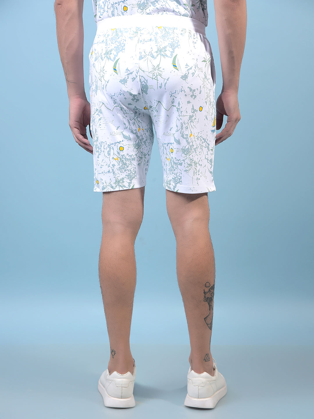Men's Green Floral Print Shorts-Men Shorts-Crimsoune Club