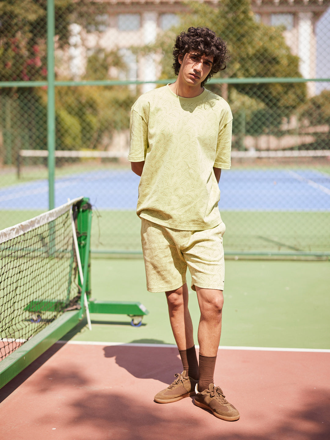 Green Floral Print 100% Cotton Oversize T-Shirt-Men T-Shirts-Crimsoune Club