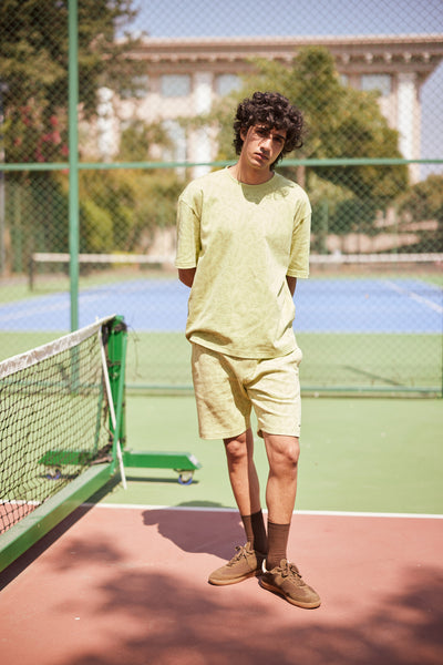 Green Floral Print 100% Cotton Oversize T-Shirt-Men T-Shirts-Crimsoune Club