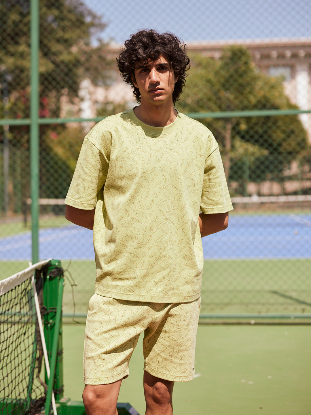 Green Floral Print 100% Cotton Oversize T-Shirt-Men T-Shirts-Crimsoune Club