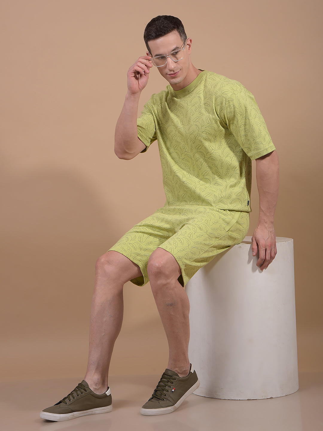 Green Floral Print Shorts-Men Shorts-Crimsoune Club