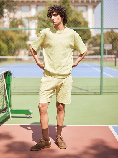 Green Floral Print Shorts-Men Shorts-Crimsoune Club