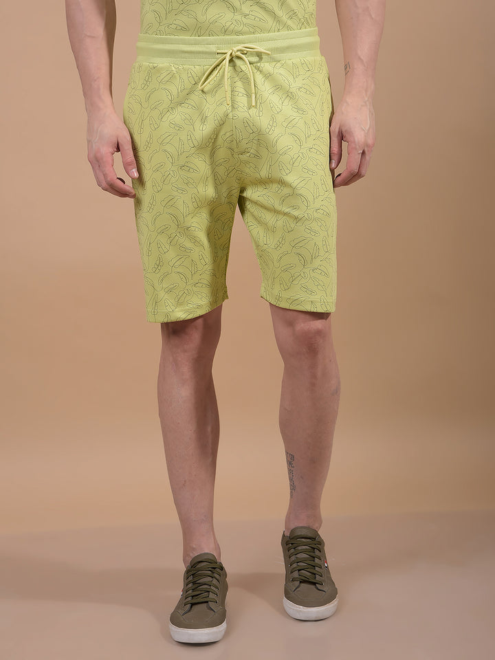 Green Floral Print Shorts-Men Shorts-Crimsoune Club