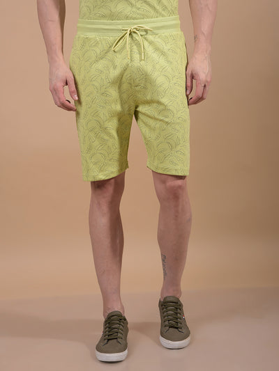 Green Floral Print Shorts-Men Shorts-Crimsoune Club
