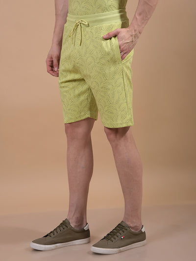 Green Floral Print Shorts-Men Shorts-Crimsoune Club