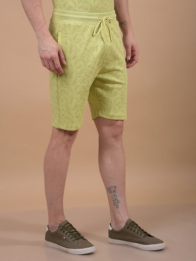 Green Floral Print Shorts-Men Shorts-Crimsoune Club