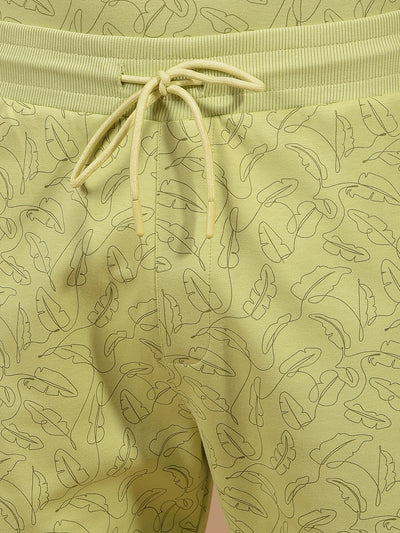 Green Floral Print Shorts-Men Shorts-Crimsoune Club