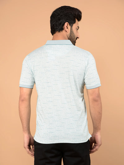 Green Printed Polo Neck T-Shirt-Men T-Shirts-Crimsoune Club