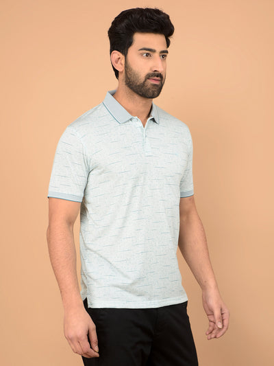 Green Printed Polo Neck T-Shirt-Men T-Shirts-Crimsoune Club