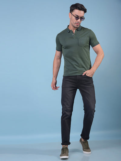 Green Polo Neck T-Shirt-Men T-Shirts-Crimsoune Club