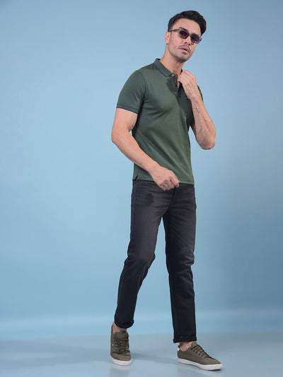 Green Polo Neck T-Shirt-Men T-Shirts-Crimsoune Club