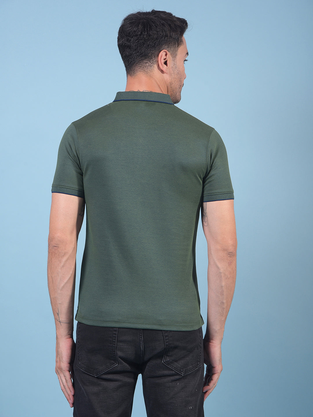 Green Polo Neck T-Shirt-Men T-Shirts-Crimsoune Club