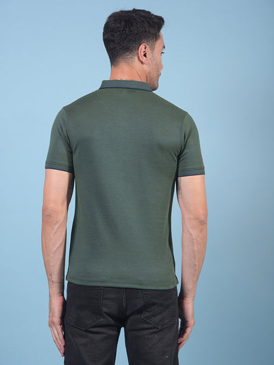 Green Polo Neck T-Shirt-Men T-Shirts-Crimsoune Club