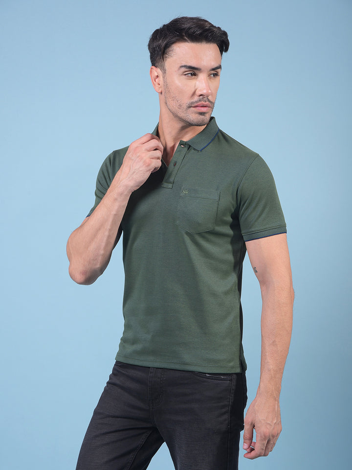 Green Polo Neck T-Shirt-Men T-Shirts-Crimsoune Club