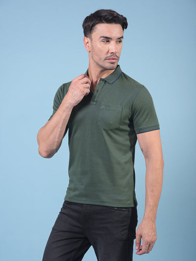 Green Polo Neck T-Shirt-Men T-Shirts-Crimsoune Club