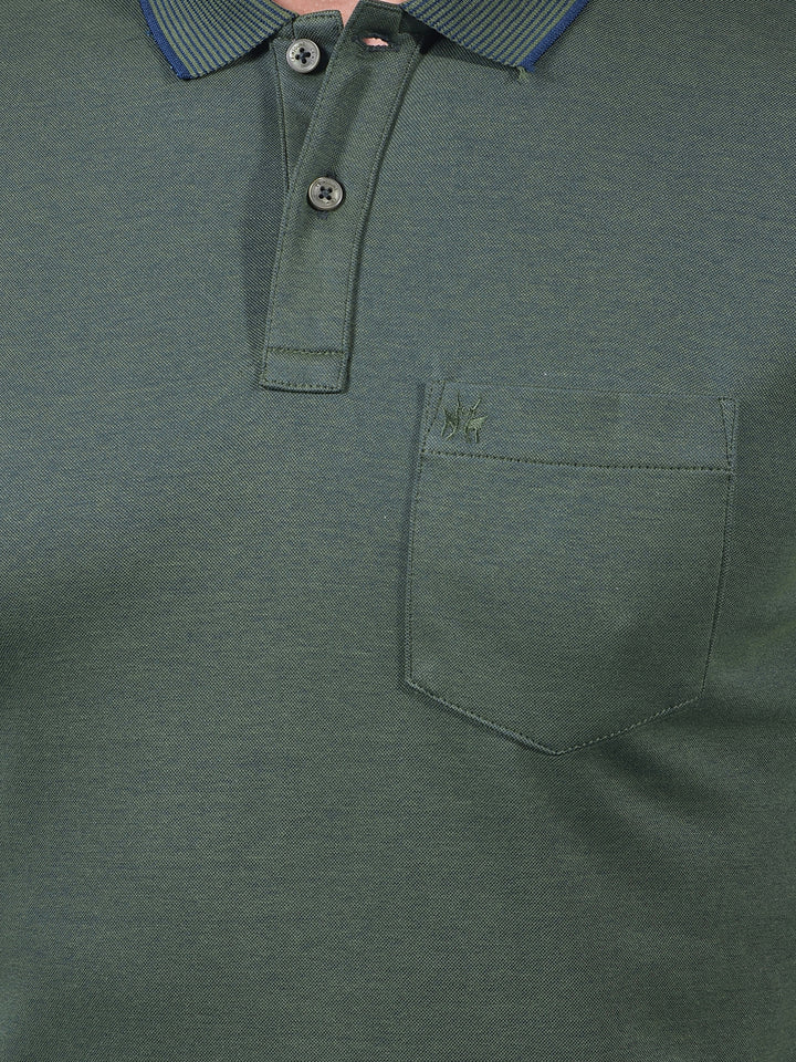 Green Polo Neck T-Shirt-Men T-Shirts-Crimsoune Club