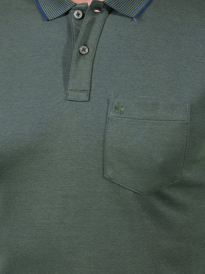 Green Polo Neck T-Shirt-Men T-Shirts-Crimsoune Club