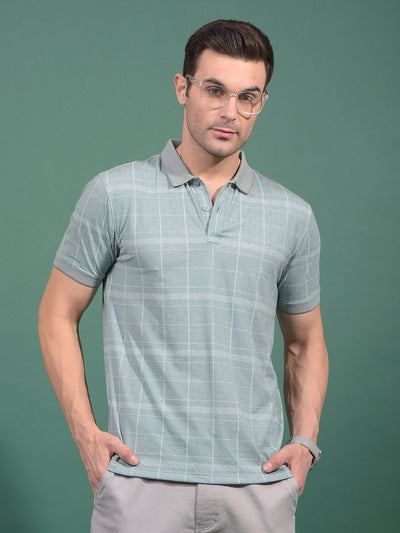 Green Printed Polo Neck T-Shirt-Men T-Shirts-Crimsoune Club